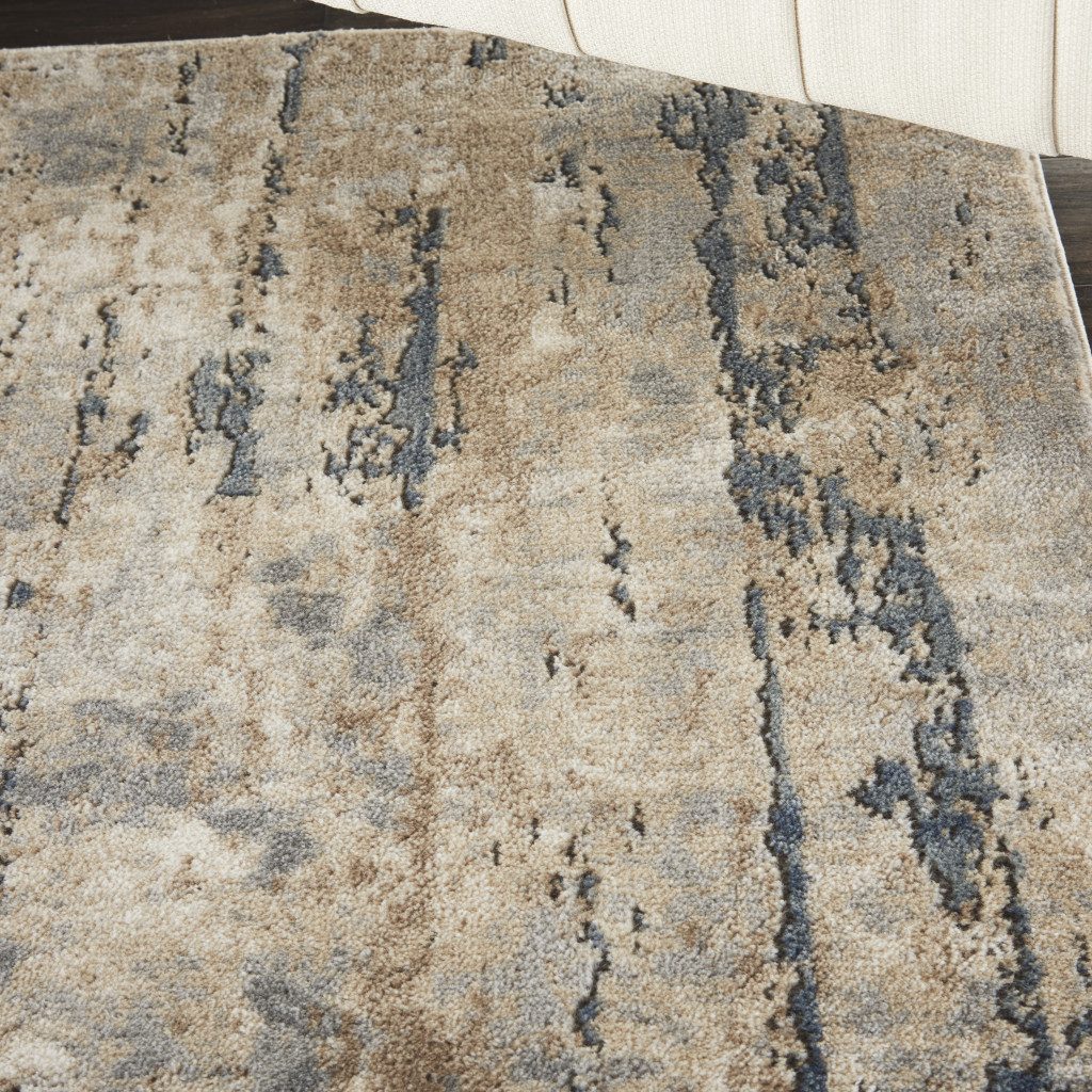 6′ X 9′ Beige Abstract Power Loom Area Rug