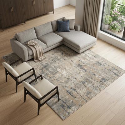 10′ X 14′ Beige Abstract Power Loom Area Rug