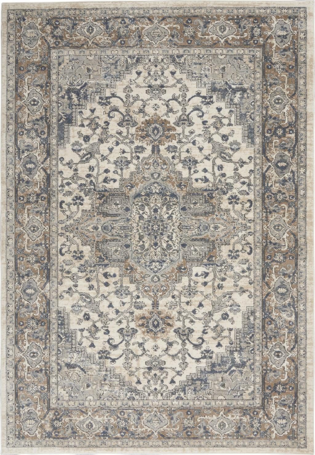 6′ X 9′ Ivory Floral Power Loom Area Rug II