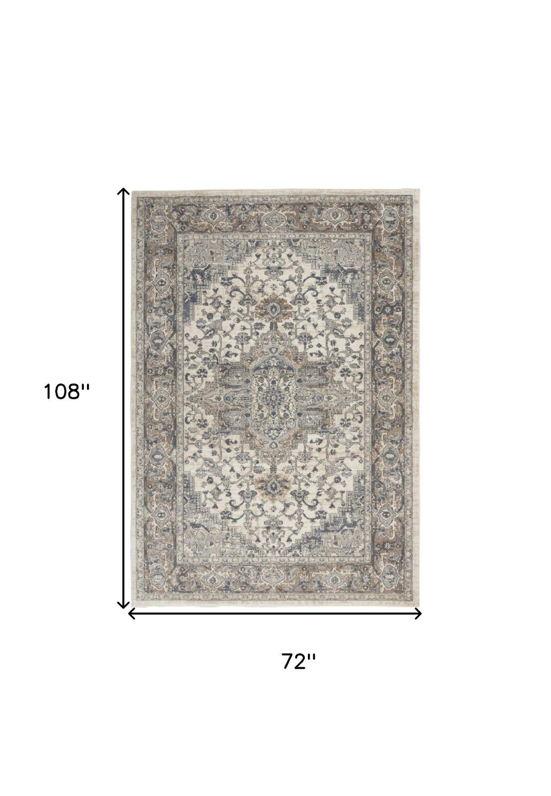 6′ X 9′ Ivory Floral Power Loom Area Rug II