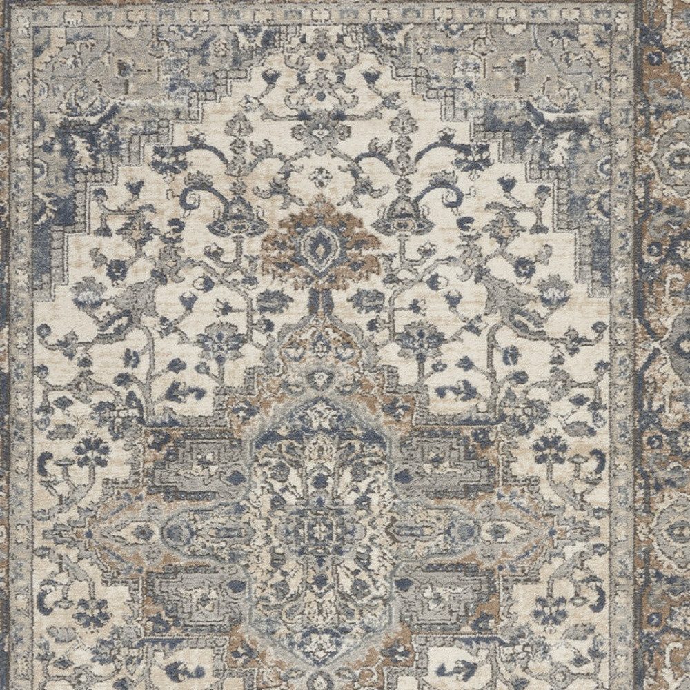6′ X 9′ Ivory Floral Power Loom Area Rug II