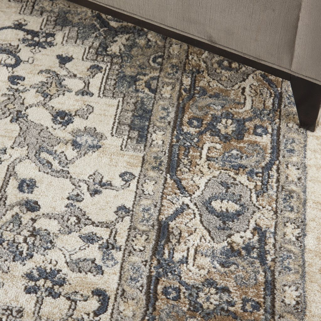 6′ X 9′ Ivory Floral Power Loom Area Rug II