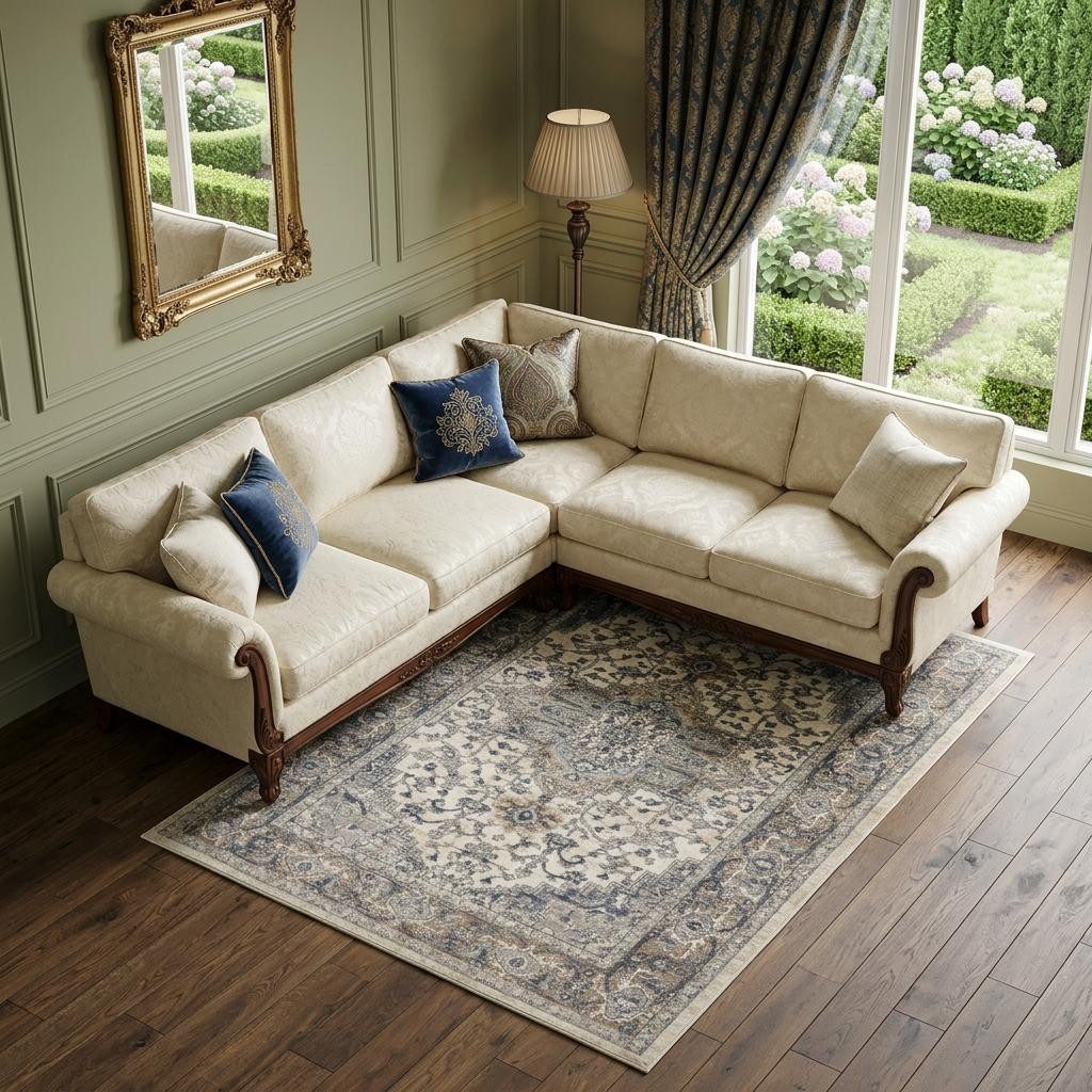 6′ X 9′ Ivory Floral Power Loom Area Rug II