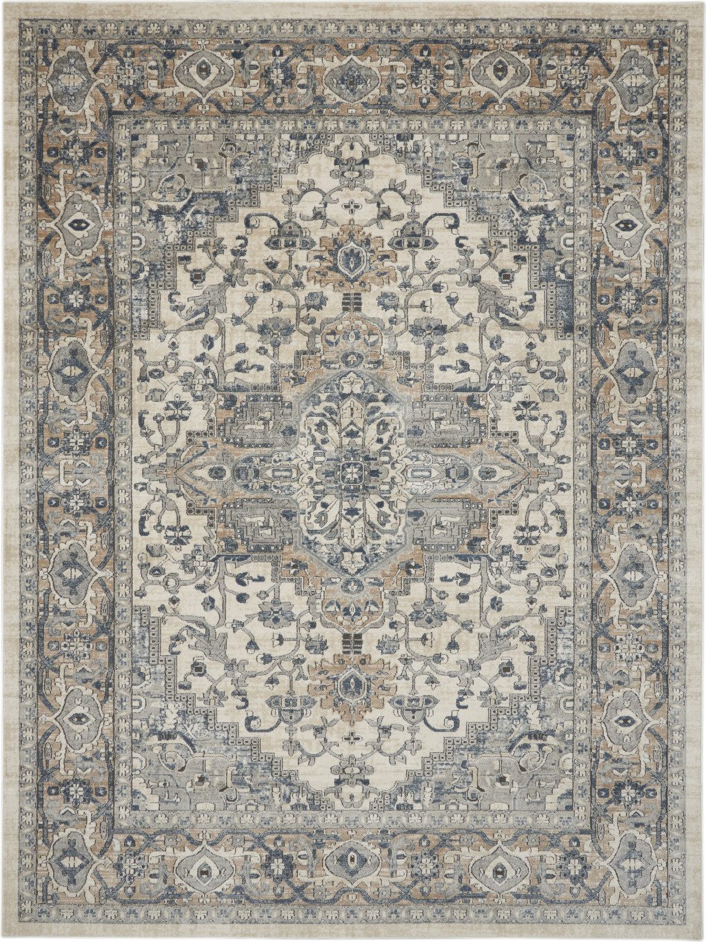 8′ X 10′ Ivory Floral Power Loom Area Rug