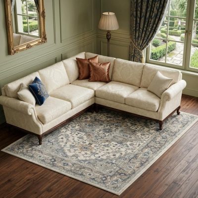 8′ X 10′ Ivory Floral Power Loom Area Rug