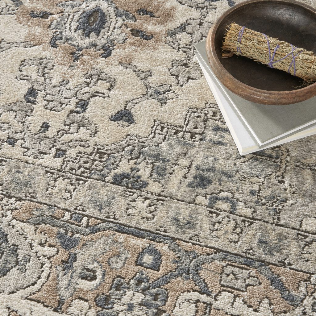 8′ X 10′ Ivory Floral Power Loom Area Rug