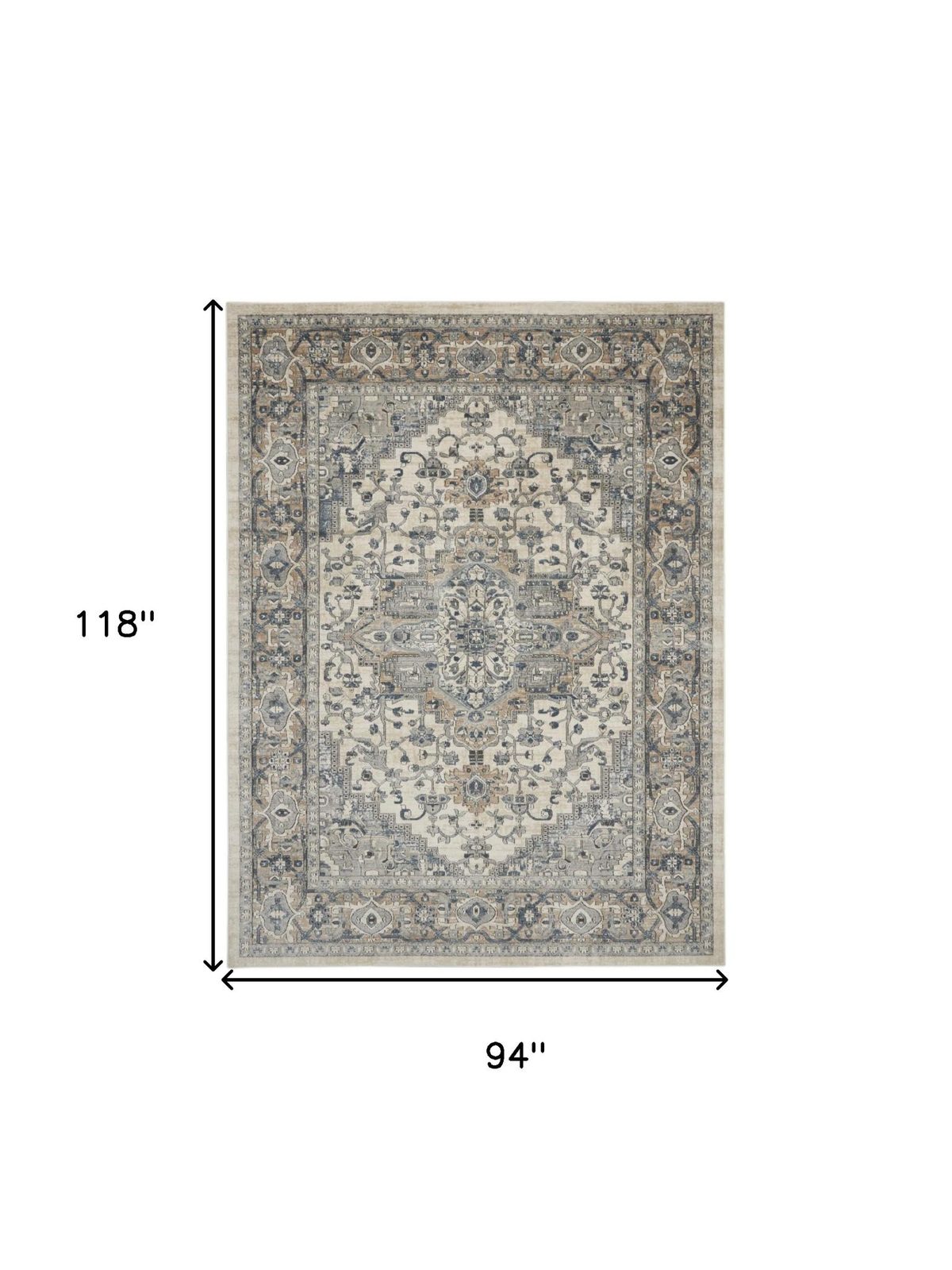 8′ X 10′ Ivory Floral Power Loom Area Rug