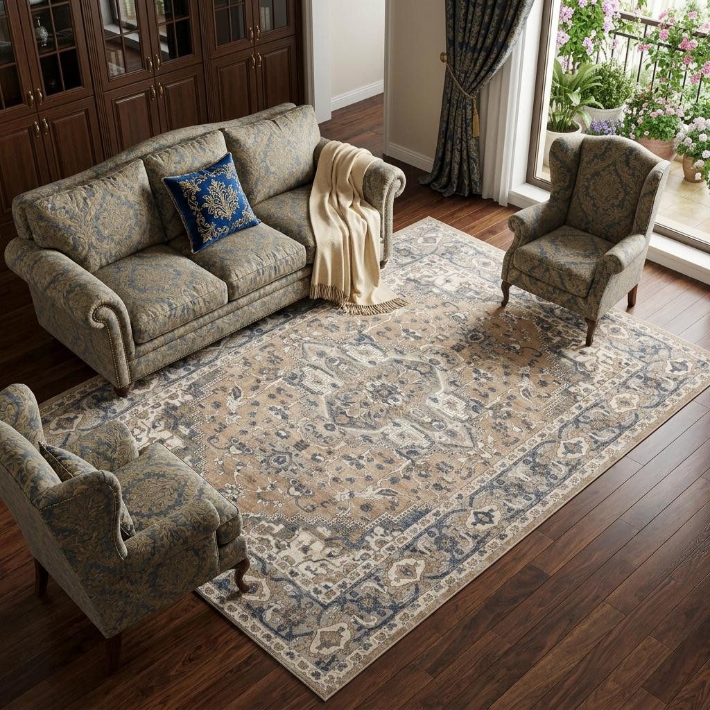 8′ X 10′ Ivory Floral Power Loom Area Rug II
