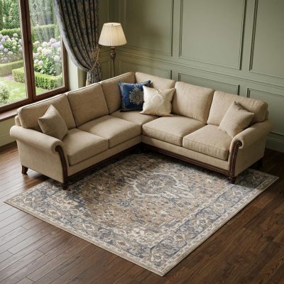6′ X 9′ Ivory Floral Power Loom Area Rug