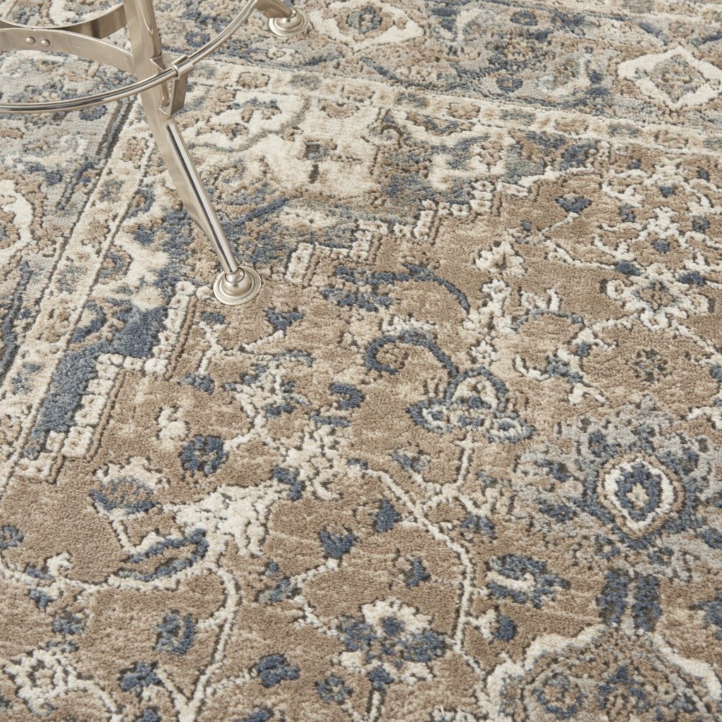 6′ X 9′ Ivory Floral Power Loom Area Rug