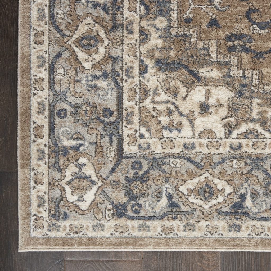 6′ X 9′ Ivory Floral Power Loom Area Rug