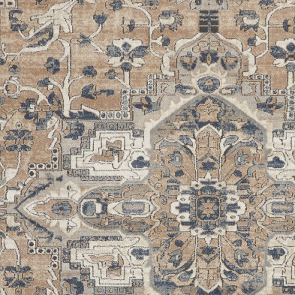 10′ X 14′ Ivory Floral Power Loom Area Rug