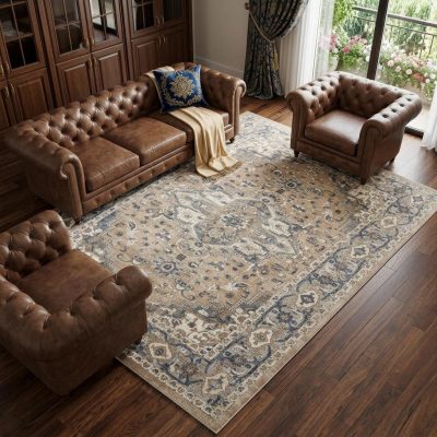 10′ X 14′ Ivory Floral Power Loom Area Rug