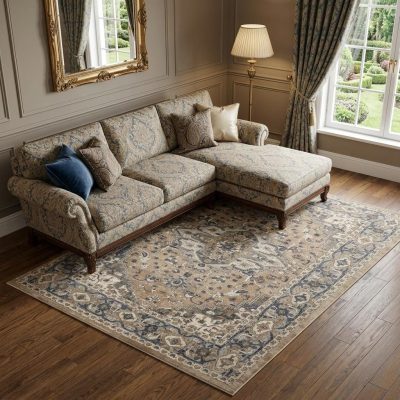 9′ X 12′ Ivory Floral Power Loom Area Rug II