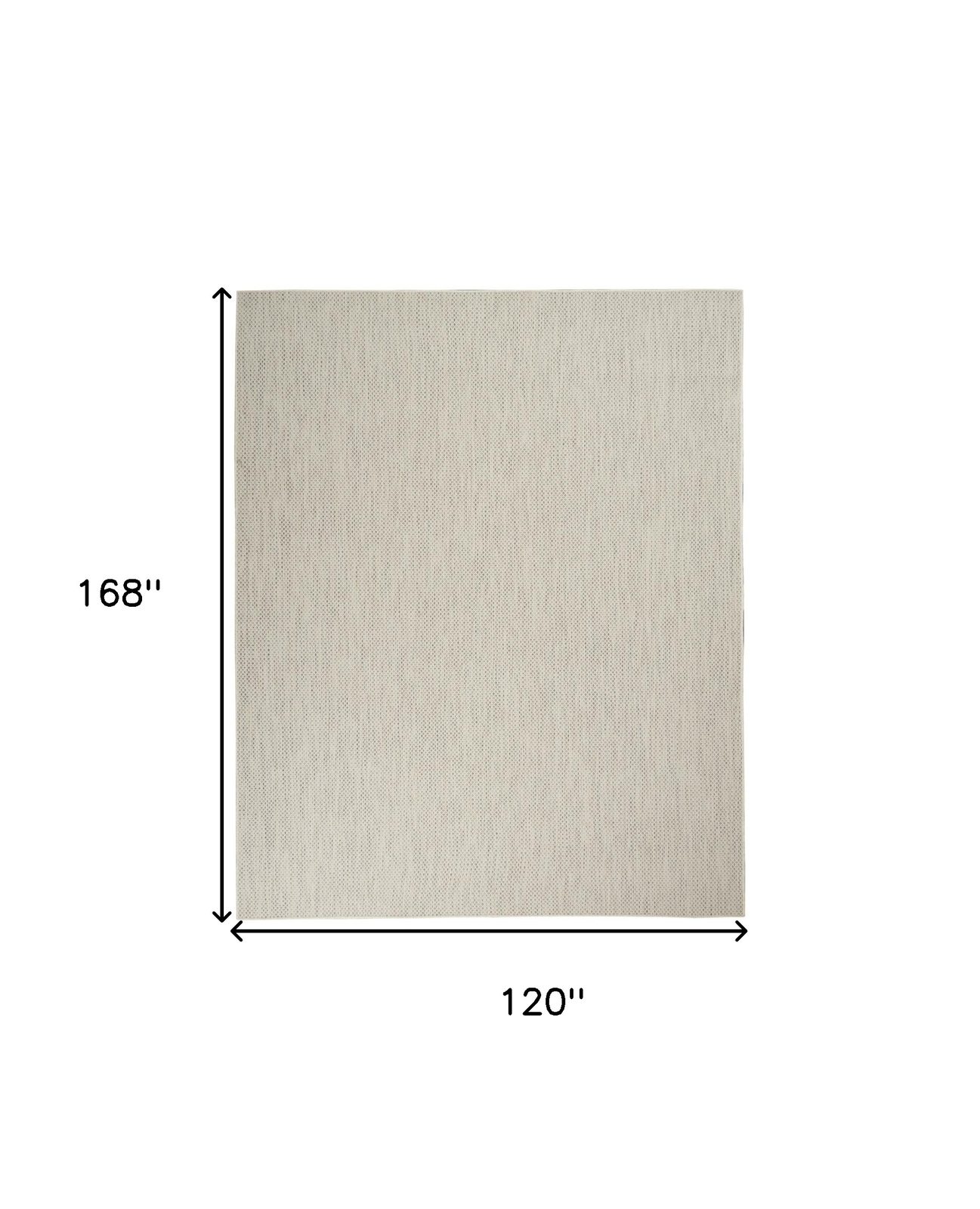 10′ X 14′ Ivory and Silver Indoor Outdoor Area Rug