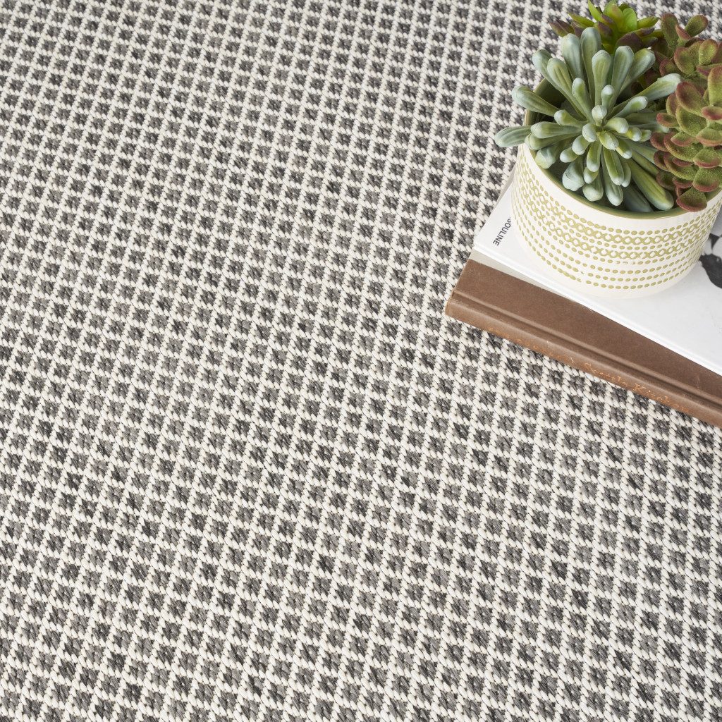 8′ Square Charcoal Geometric Power Loom Area Rug