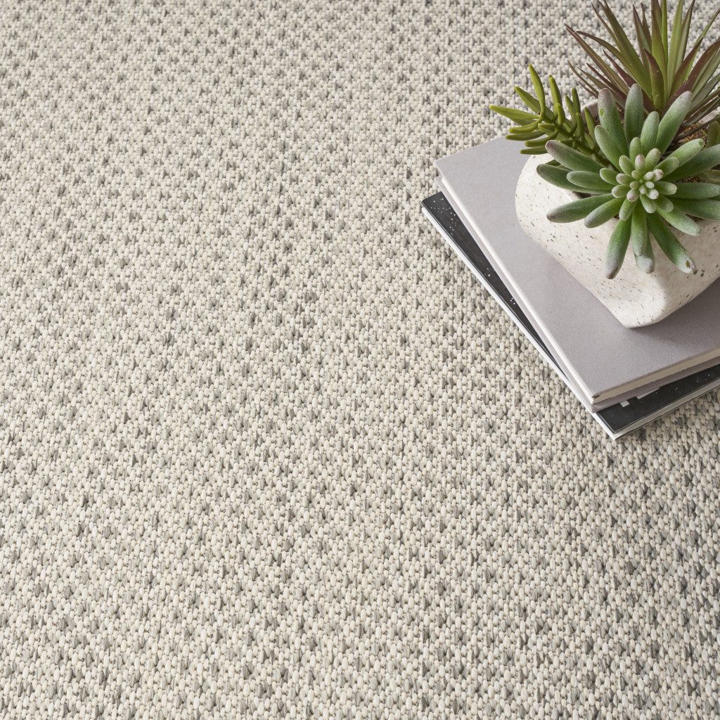 8′ Square Silver Geometric Power Loom Area Rug