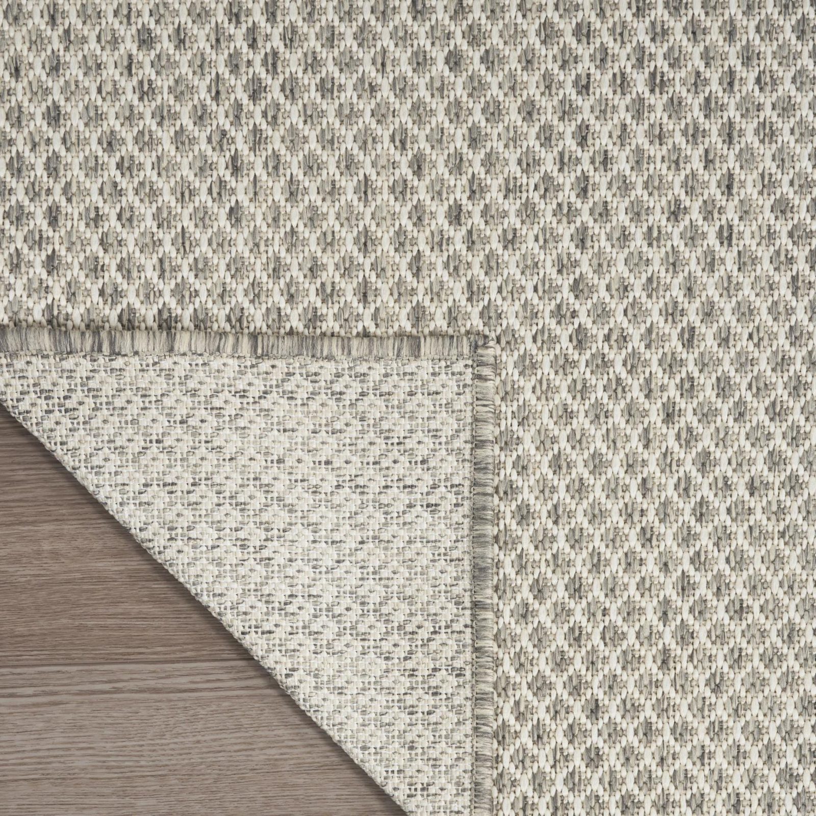 8′ Square Silver Geometric Power Loom Area Rug