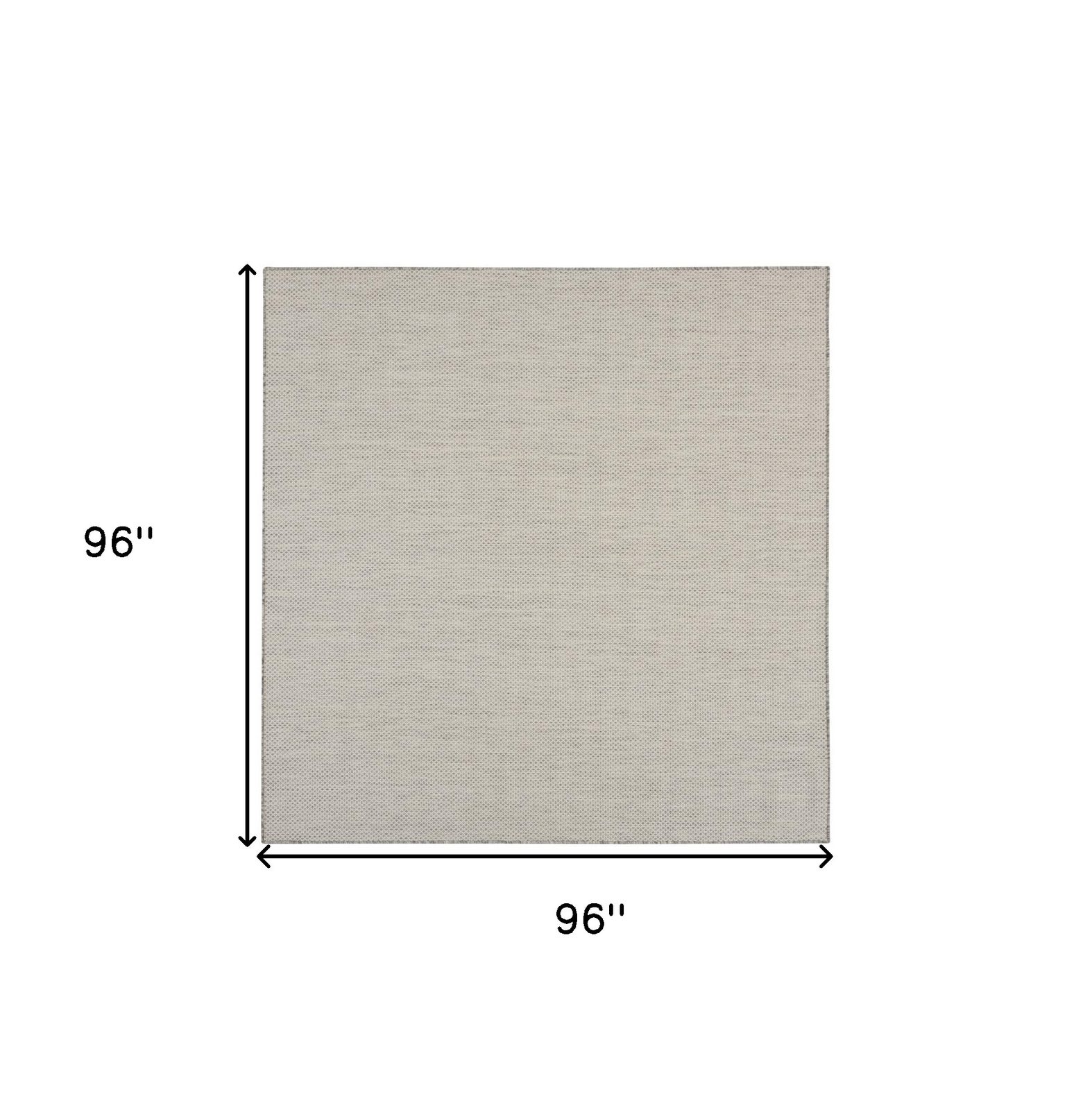 8′ Square Silver Geometric Power Loom Area Rug
