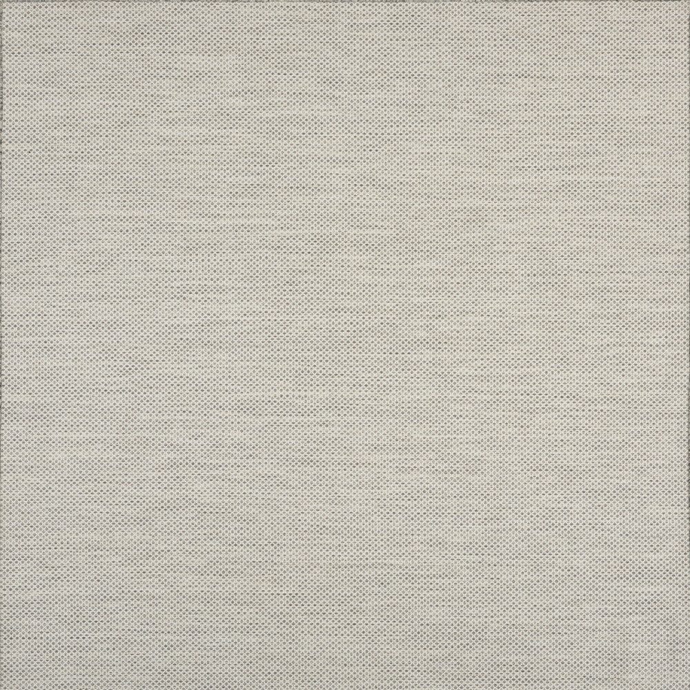 8′ Square Silver Geometric Power Loom Area Rug