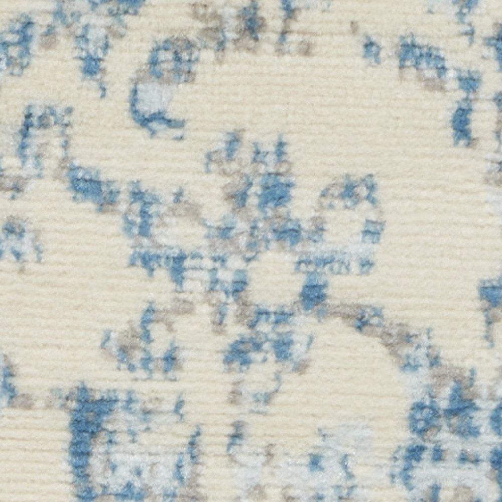 2′ X 4′ Ivory And Blue Damask Area Rug