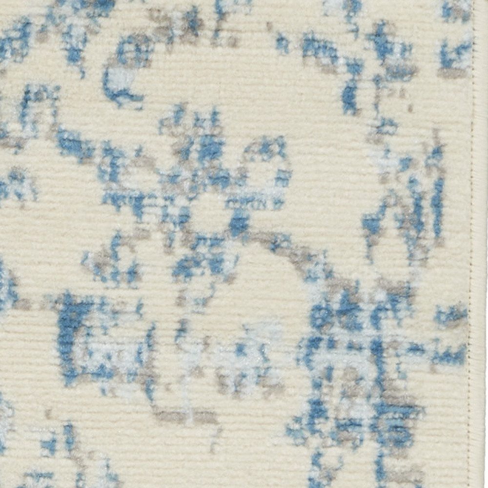 2′ X 4′ Ivory And Blue Damask Area Rug