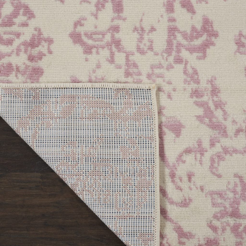 2′ X 4′ Ivory And Pink Damask Area Rug