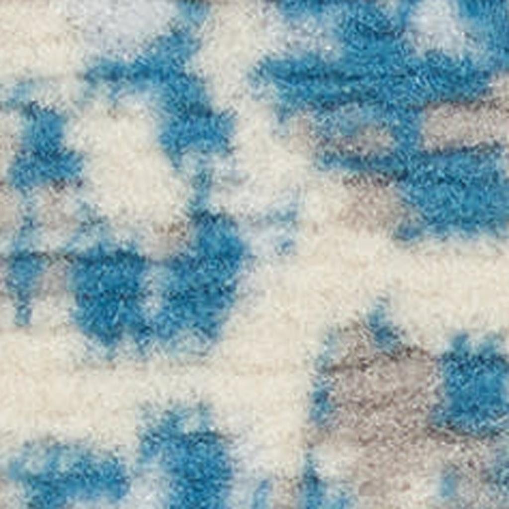 6′ X 9′ Ivory And Blue Damask Area Rug