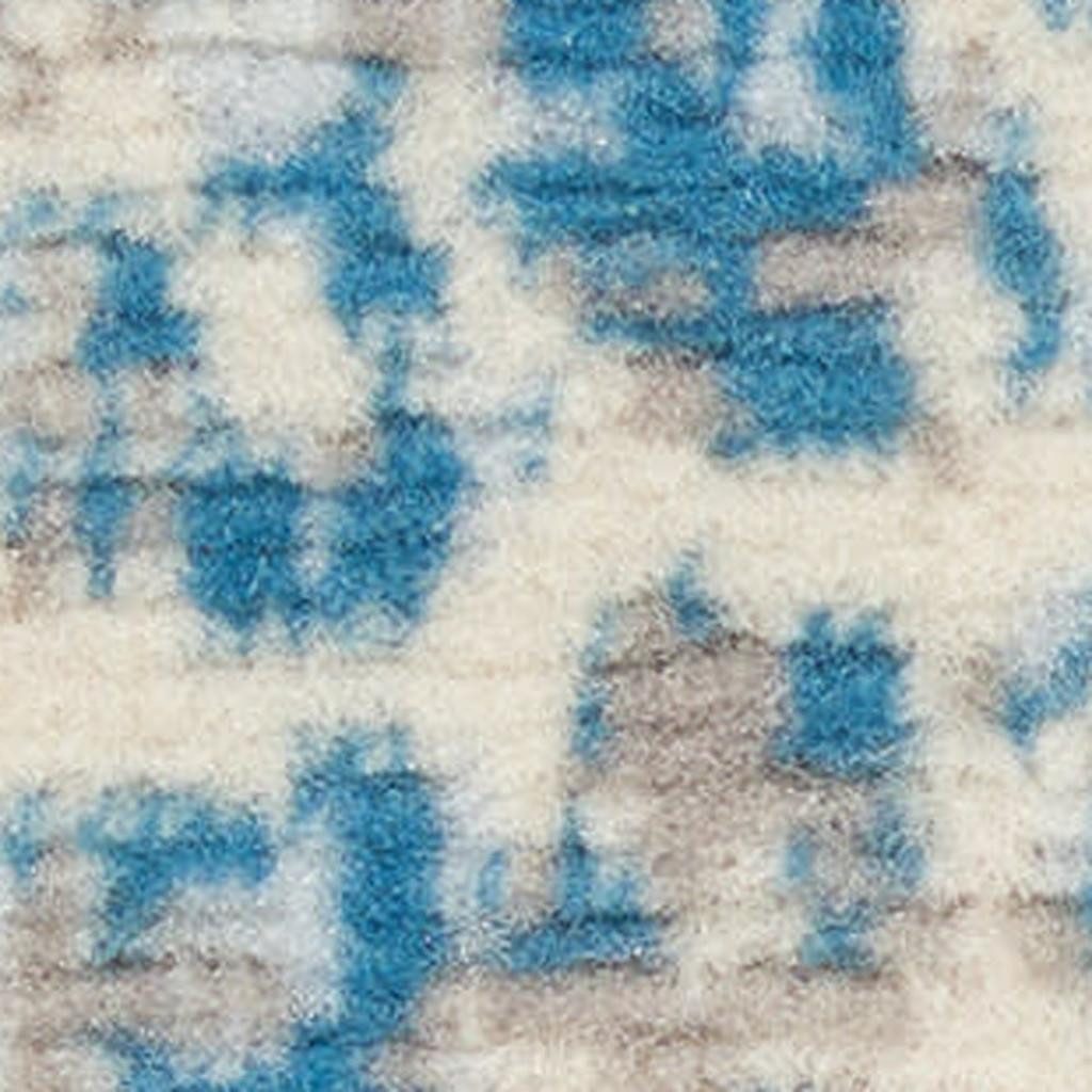 6′ X 9′ Ivory And Blue Damask Area Rug