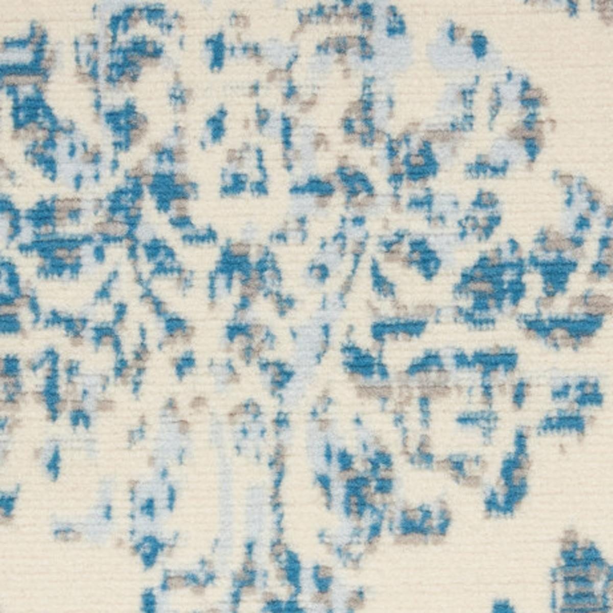 5′ X 7′ Ivory And Blue Damask Area Rug