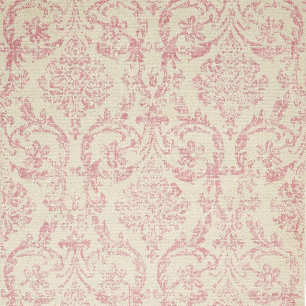 4′ X 6′ Ivory and Pink Damask Area Rug