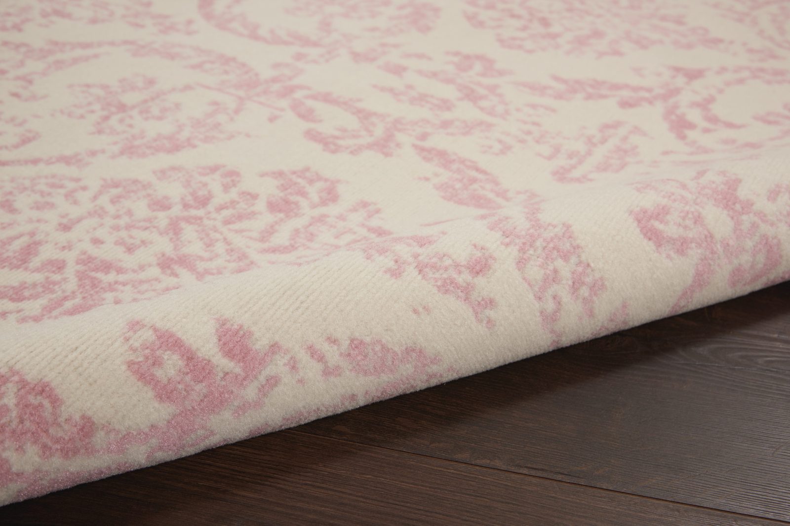 4′ X 6′ Ivory and Pink Damask Area Rug