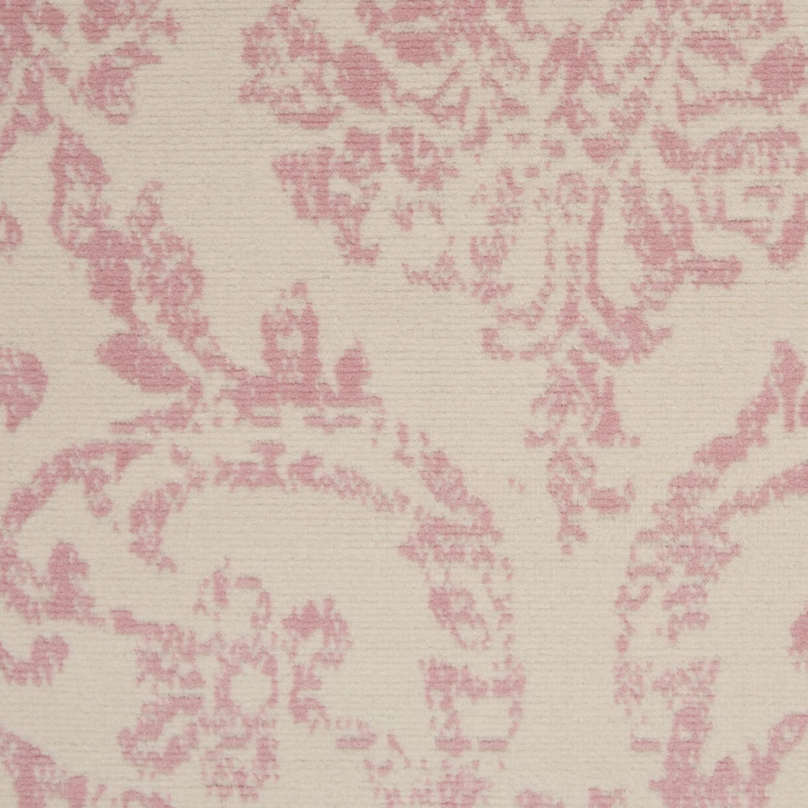 5′ X 7′ Ivory And Pink Damask Area Rug