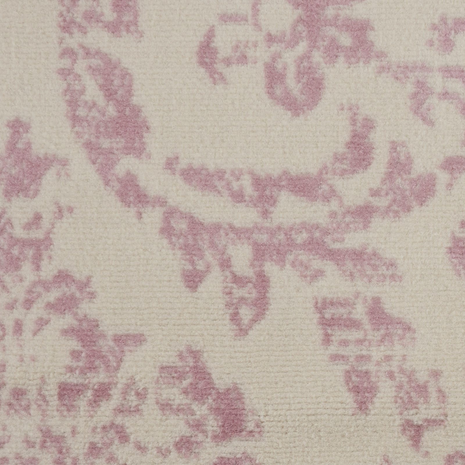 5′ Ivory and Pink Damask Round Rug