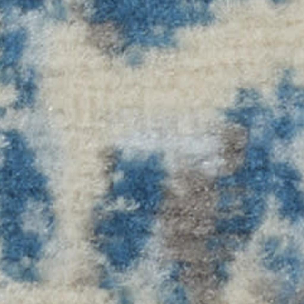 8′ X 10′ Ivory And Blue Damask Area Rug