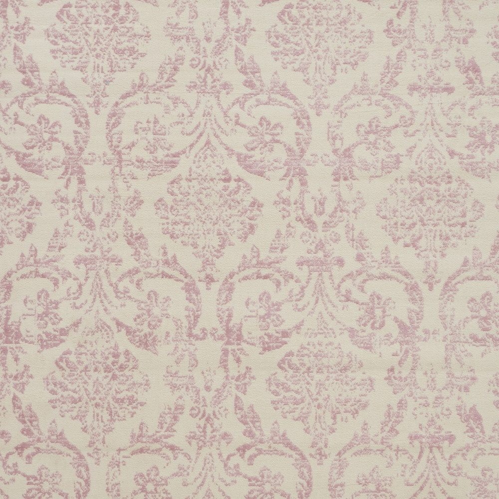 8′ X 10′ Ivory and Pink Damask Area Rug