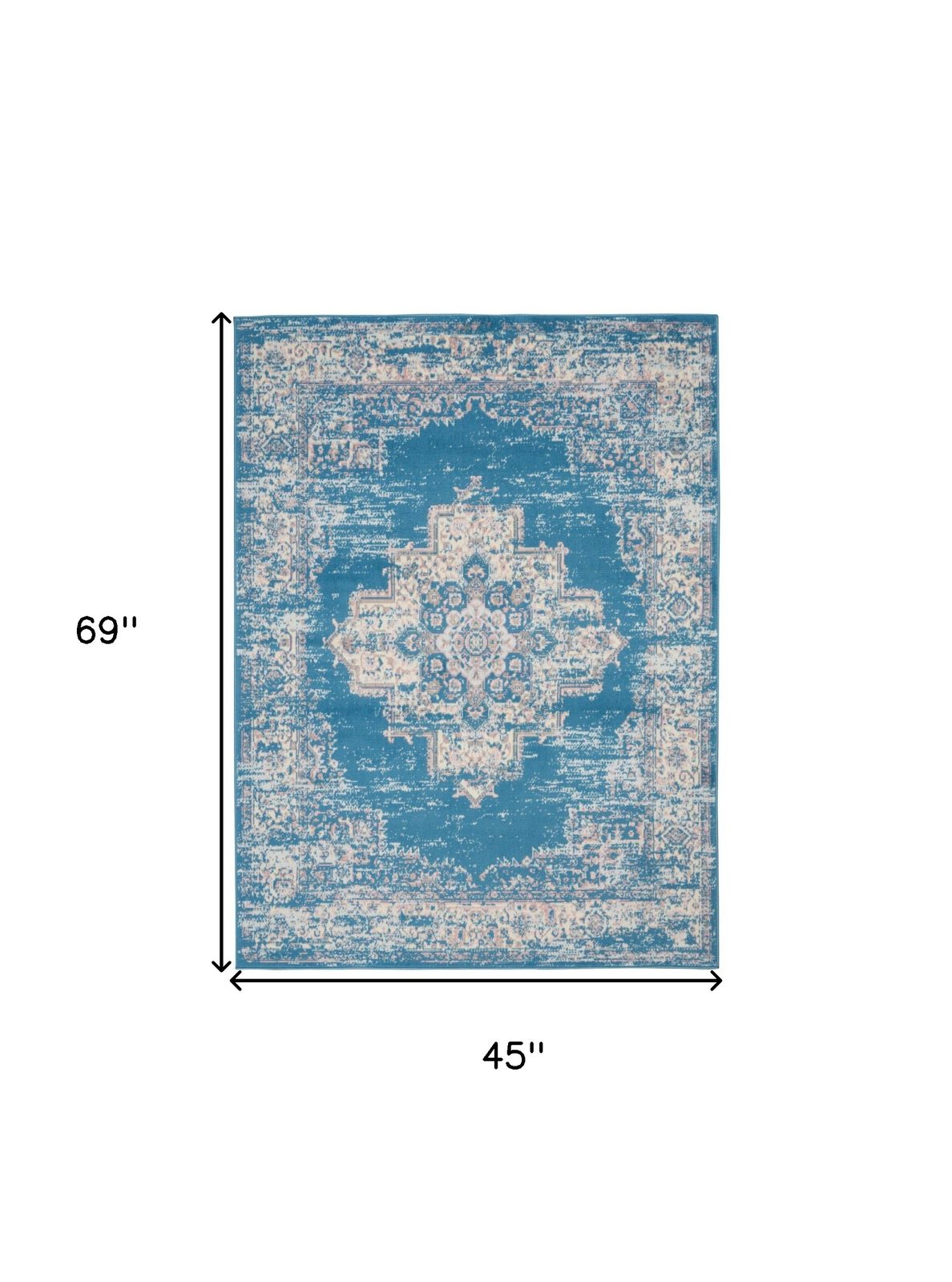 4′ X 6′ Blue Damask Power Loom Area Rug