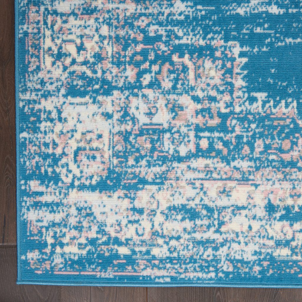 4′ X 6′ Blue Damask Power Loom Area Rug