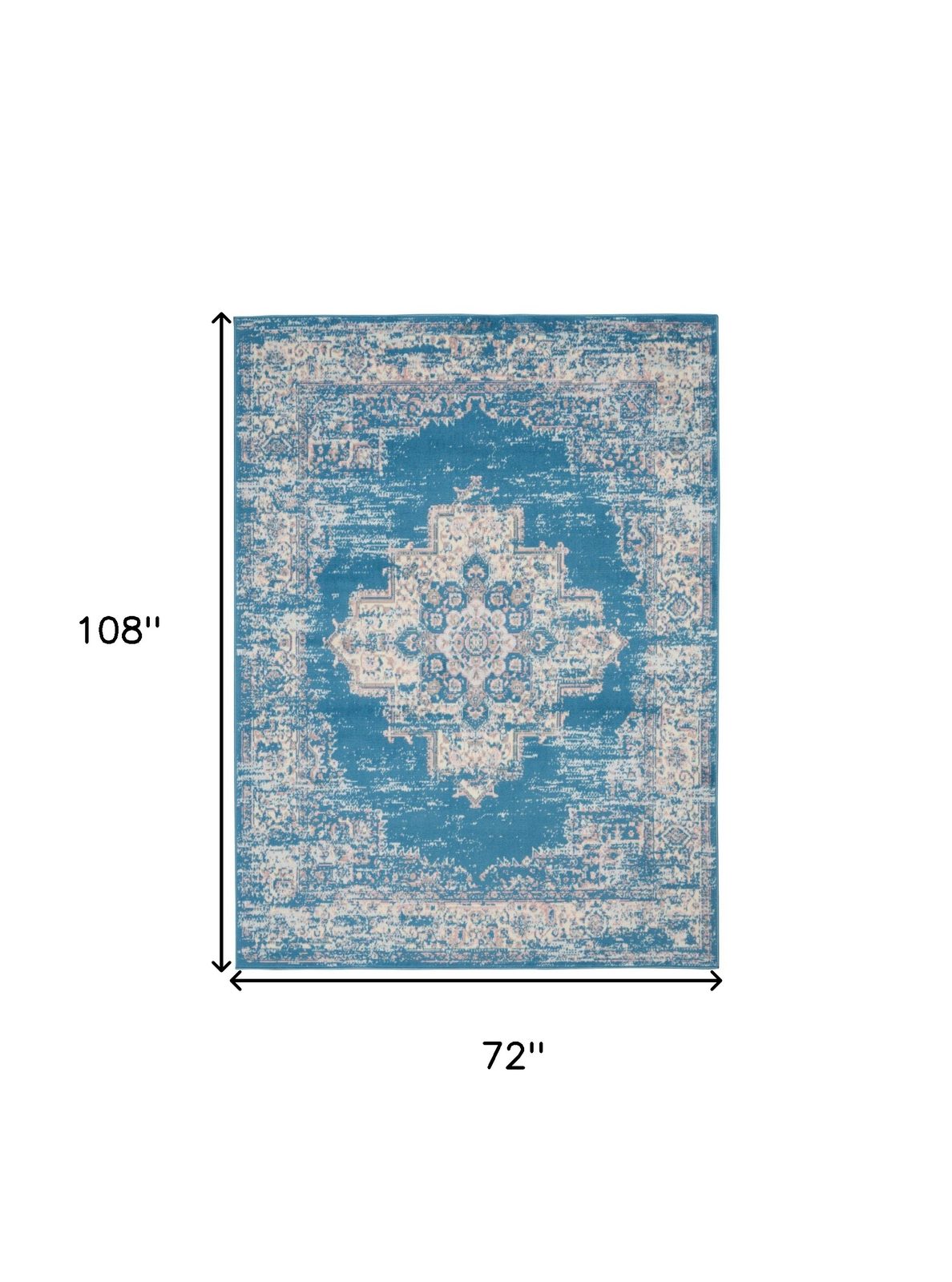 6′ X 9′ Blue Damask Power Loom Area Rug