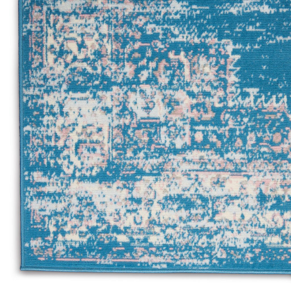 6′ X 9′ Blue Damask Power Loom Area Rug