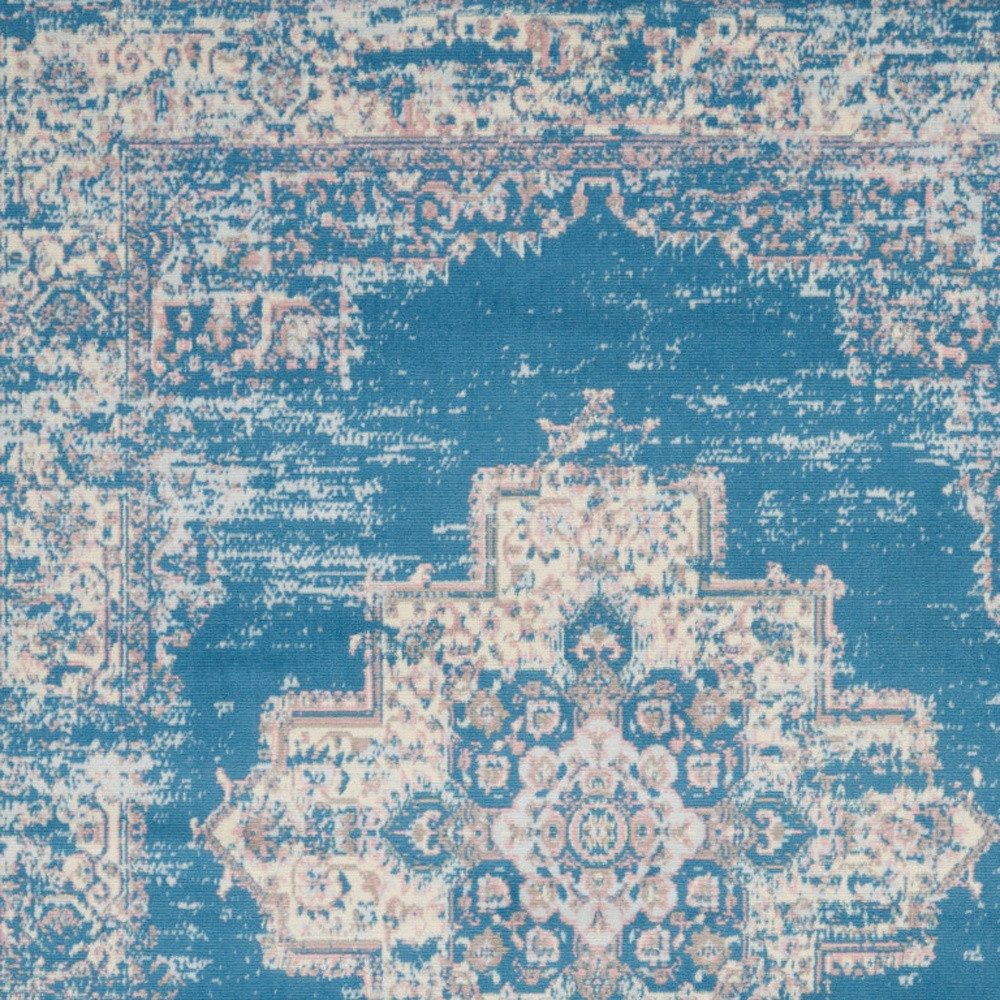 5′ X 7′ Blue Damask Power Loom Area Rug