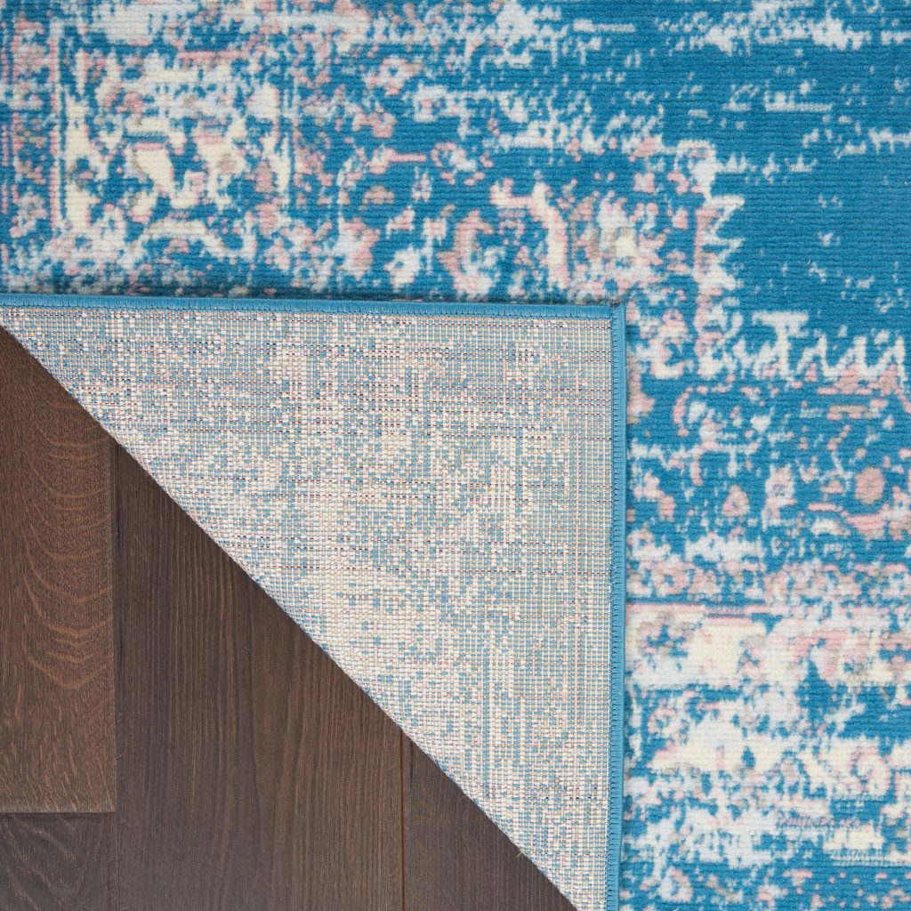 5′ X 7′ Blue Damask Power Loom Area Rug
