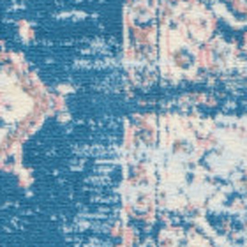 8′ X 10′ Blue Damask Power Loom Area Rug