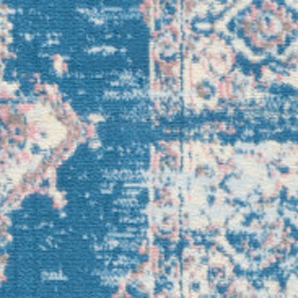 8′ X 10′ Blue Damask Power Loom Area Rug