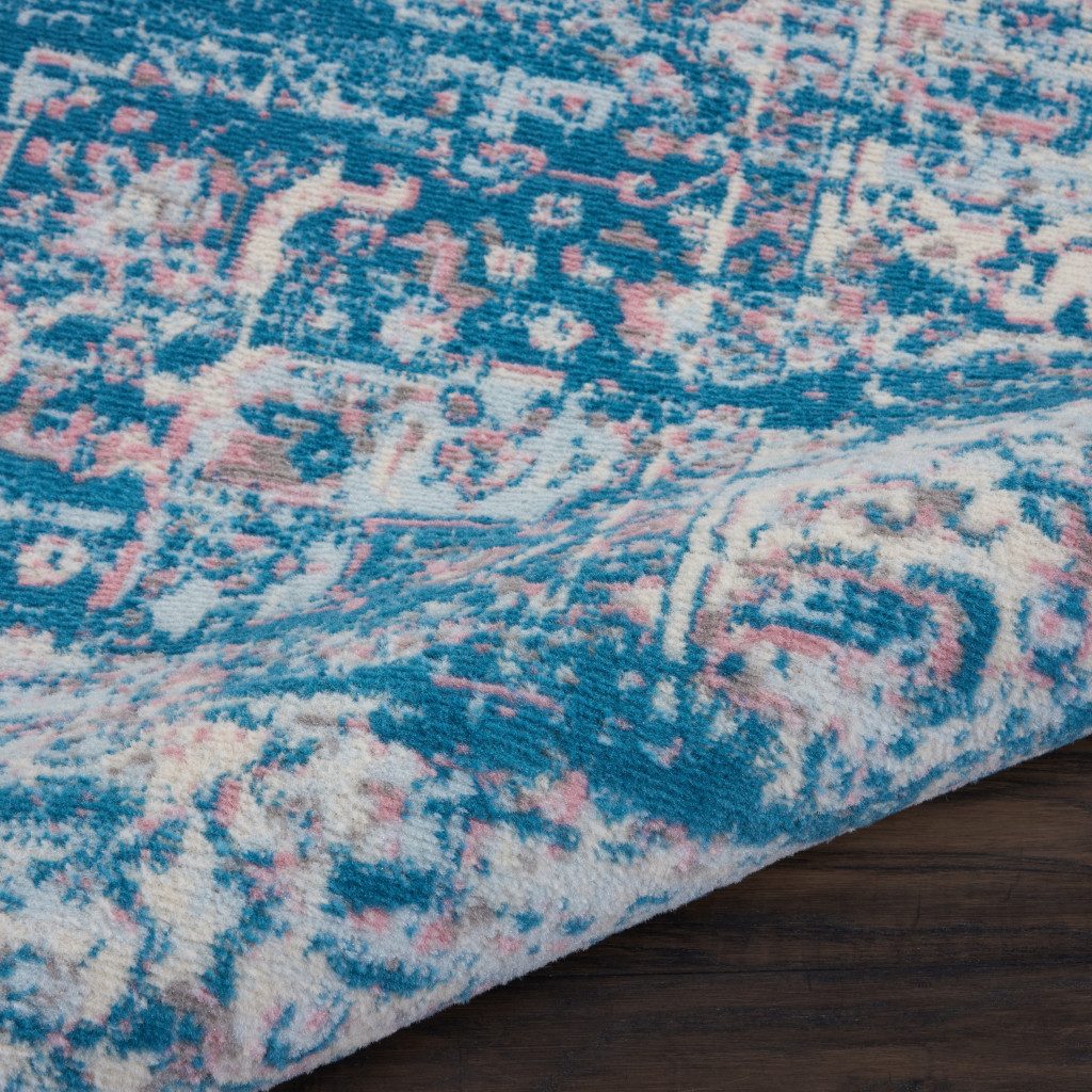 8′ X 10′ Blue Damask Power Loom Area Rug
