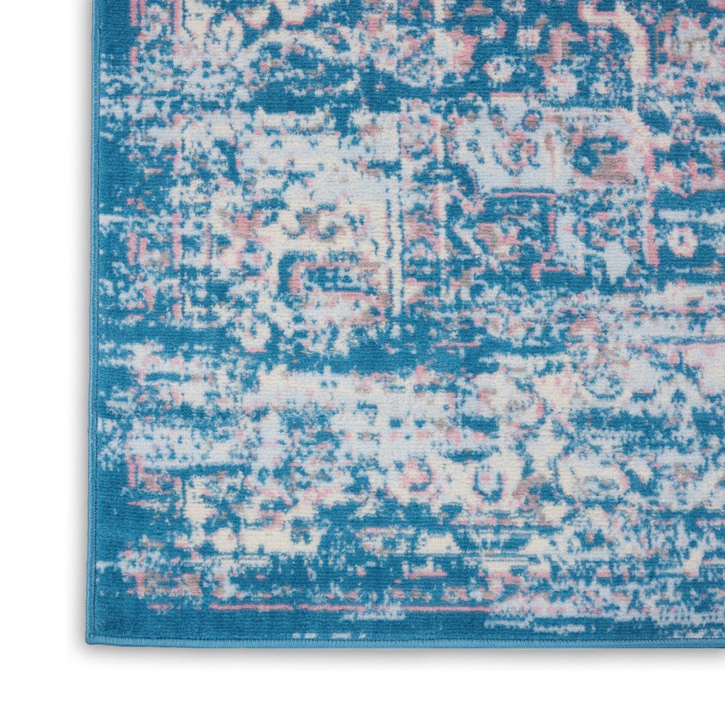 8′ X 10′ Blue Damask Power Loom Area Rug