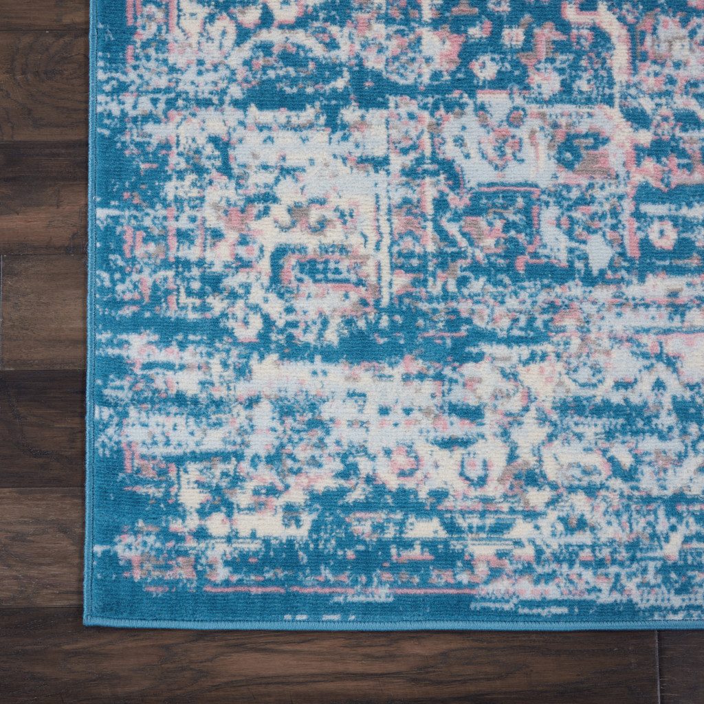 8′ X 10′ Blue Damask Power Loom Area Rug