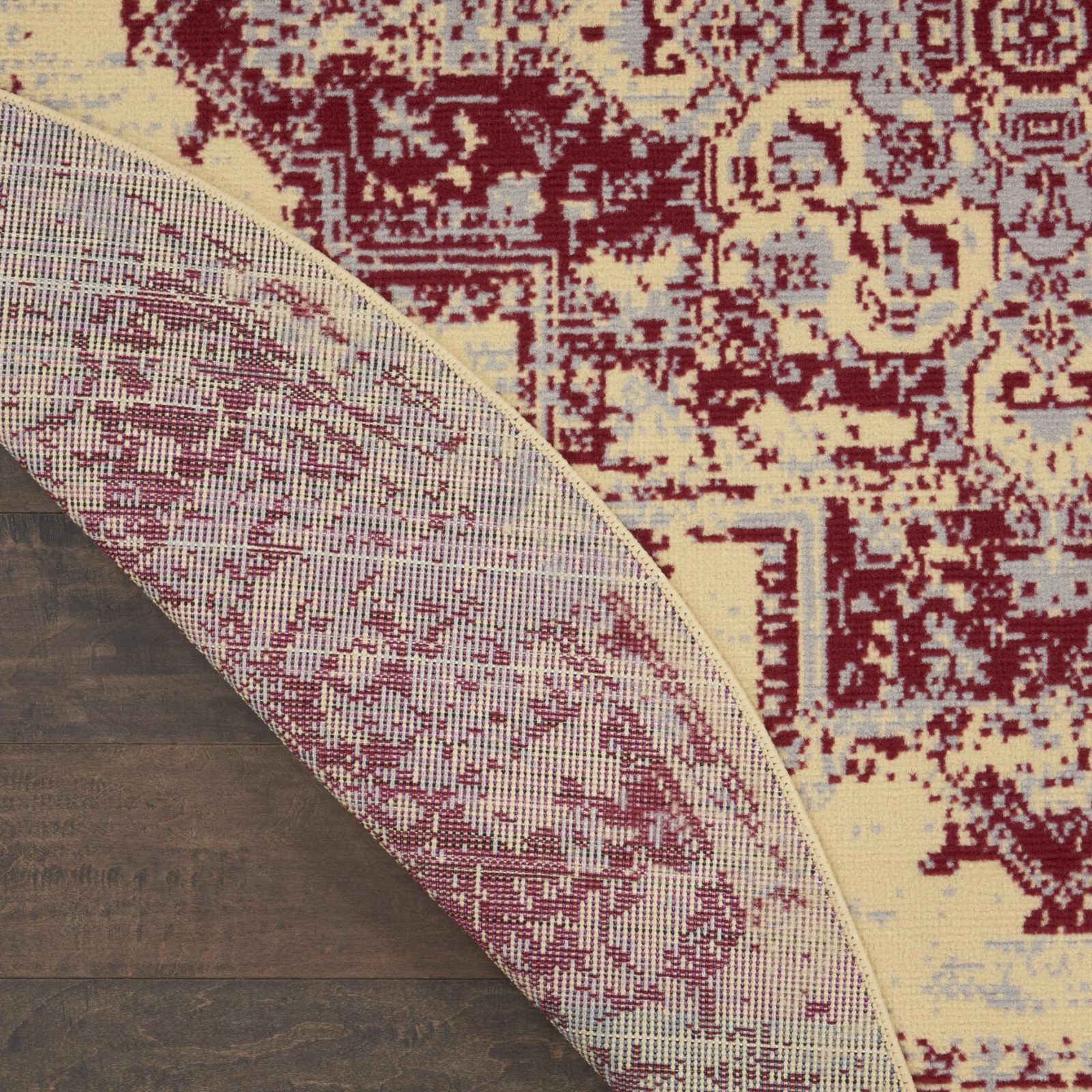 8′ Cream Round Damask Power Loom Area Rug