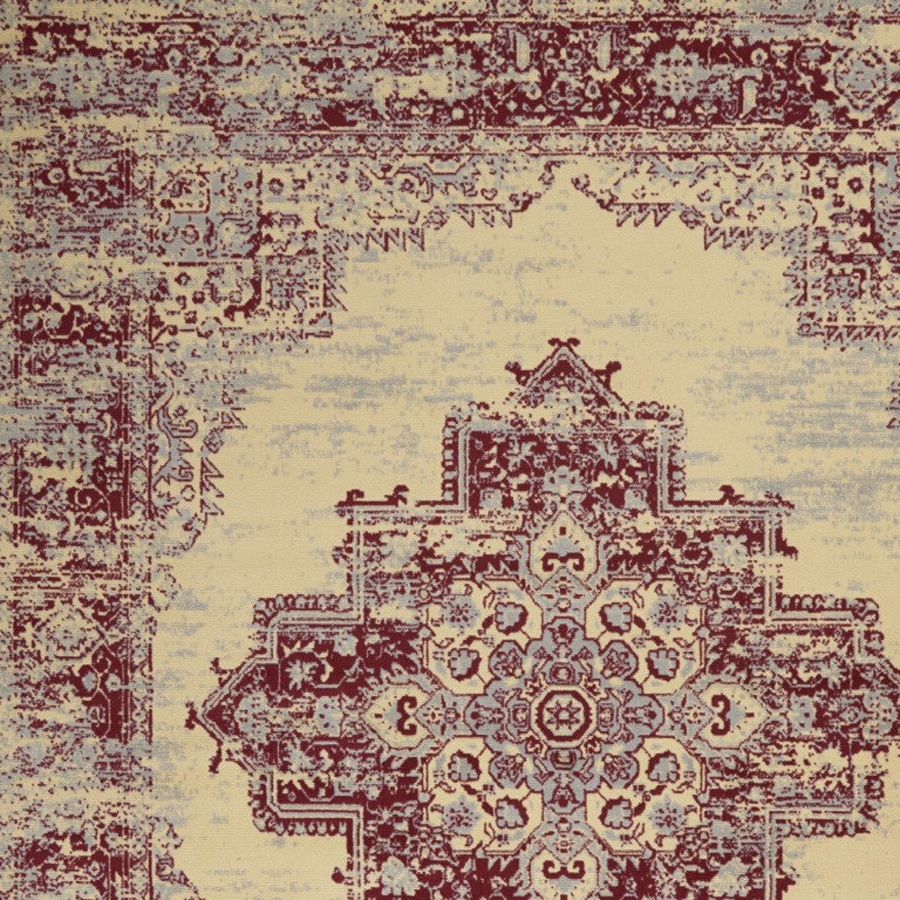 7′ X 10′ Cream Damask Power Loom Area Rug