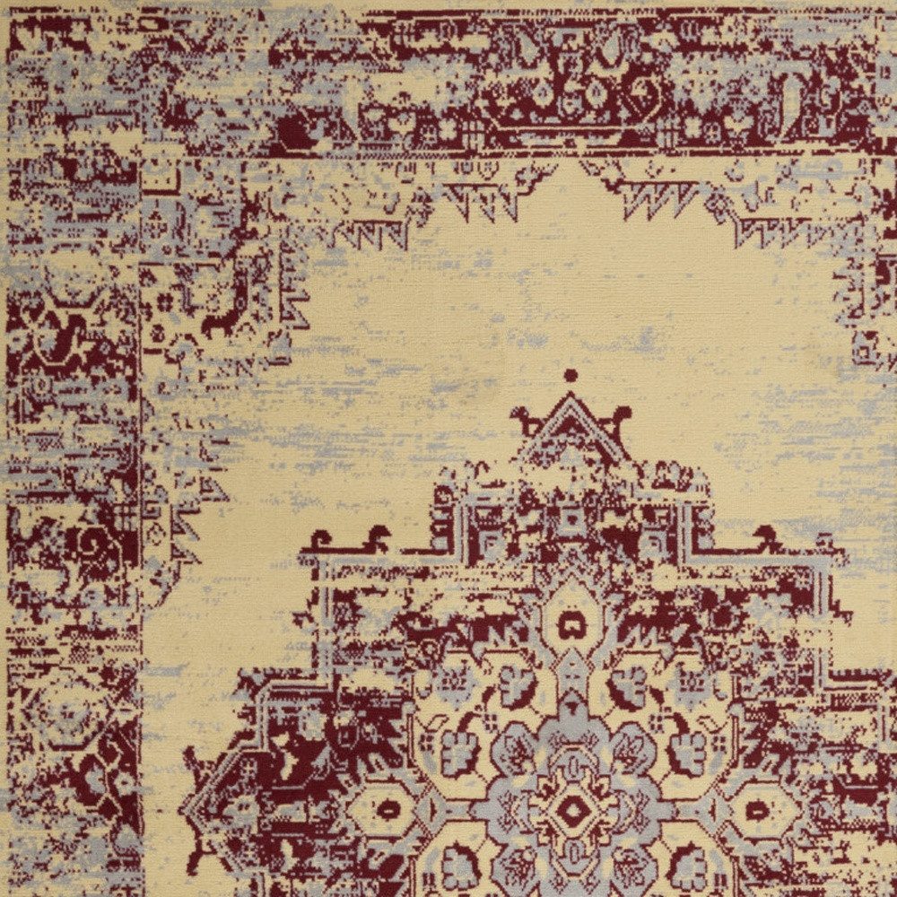 6′ X 9′ Cream Damask Power Loom Area Rug
